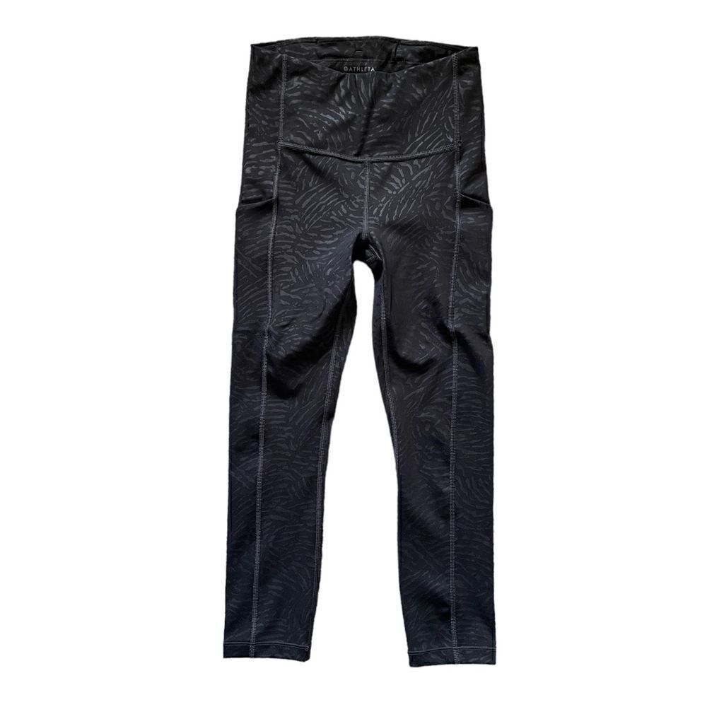 ATHLETA Ultimate Stash Pocket Embossed Capri black Size XXS